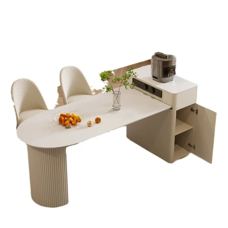 

Wabi-sabi wind, island, dining table, integrated telescopic, household, open plan