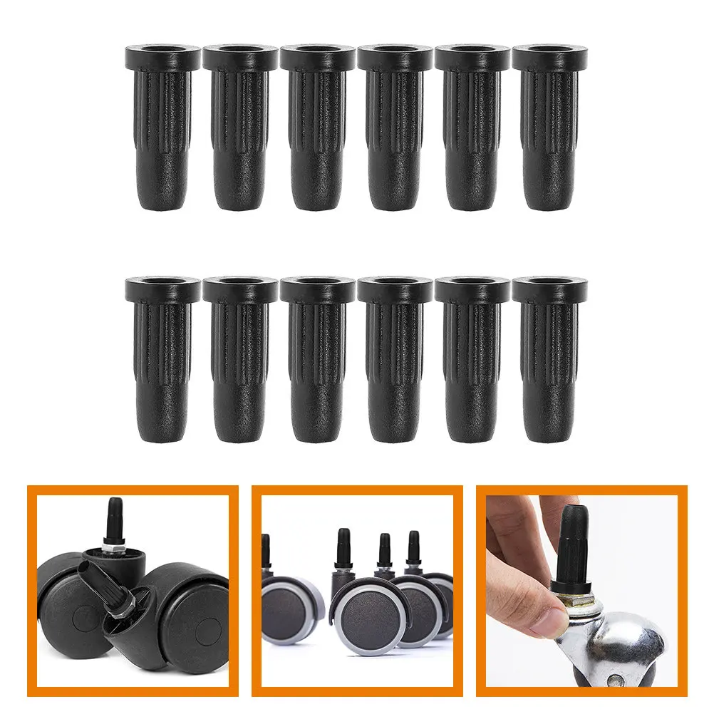 12pcs Chair Wheel Stopper Cover For Computer Desk Swivel Chair Casters Mute Floor Protector Stool Ring Mounting Stem