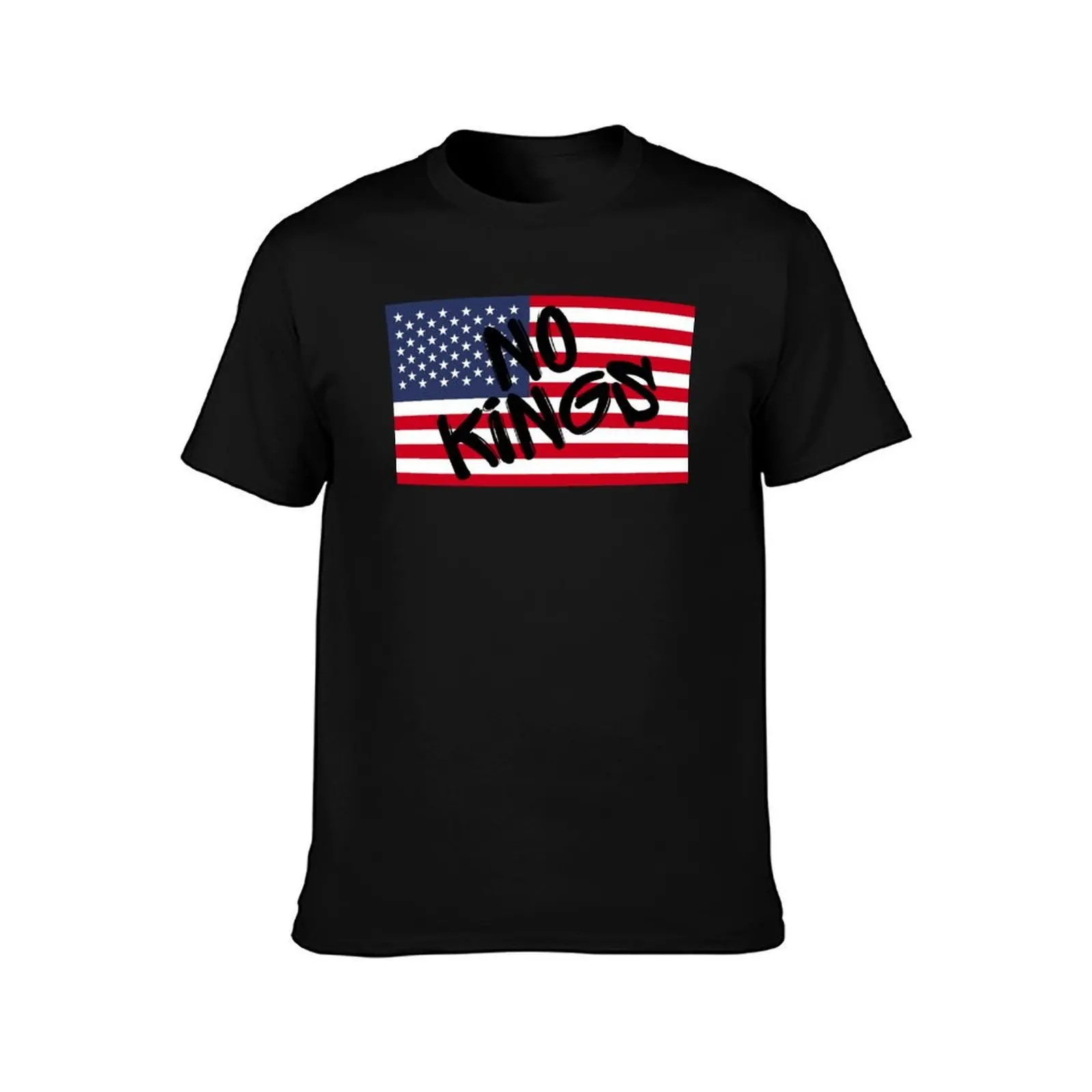 No Kings (Flag w/ txt) T-Shirt Daily Work Short Sleeve Top T-Shirt