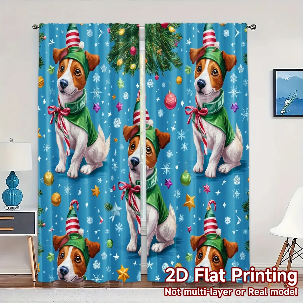 2D Flat Printing,JIT 2pcs, Curtains (Without Rod) Festive Pup Popular Fashionable Curtains Prints Light Filtering Curtains Art