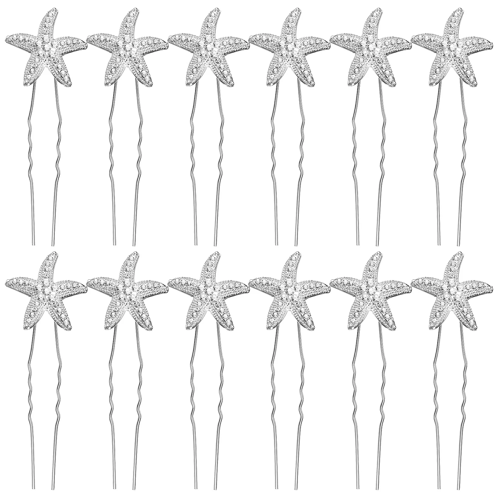 

12pcs Star Hairpins Crystal Clips for Rhinestone Hair Pin Girls Metal Bridesmaid Wedding Accessories Prom Hairpieces