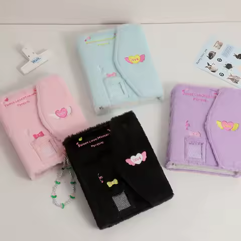 IFFVGX A5 Plush Binder Photocard Holder Kawaii Photo Album Kpop Idol Photocards Collect Book Student School Notebook Stationery