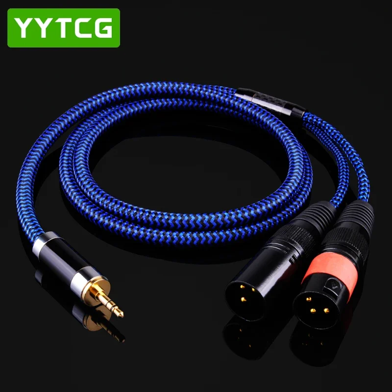 YYTCG G2 TRS Mini Jack 3.5mm to 2 XLR 3Pin Male Microphone Speaker Audio Cable for Mixer PC Microphone Headphone Splitter