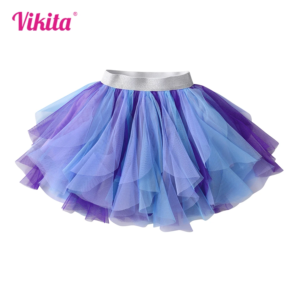 VIKITA Girls Tutu Skirts Kids Birthday Party Dance Princess Mesh Layered Tulle Cake Mini Performance Skirts Children Clothes