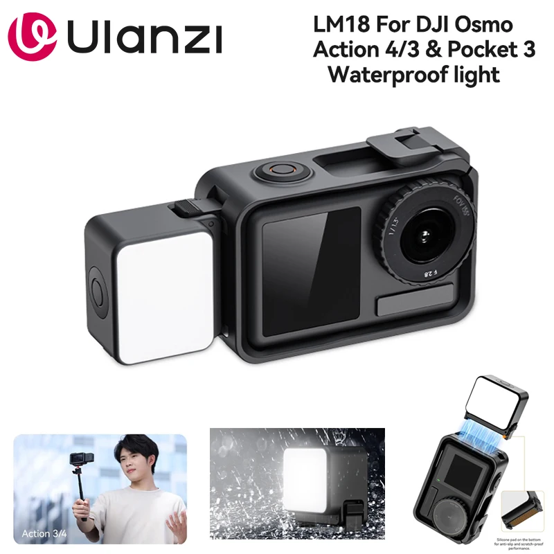 Ulanzi LM18 Led Video Fill Light IPX5 Waterproof  Magnetic 5600K for DJI Osmo Action 5/4/3 Pocket 3 4 Action Camera Accessories