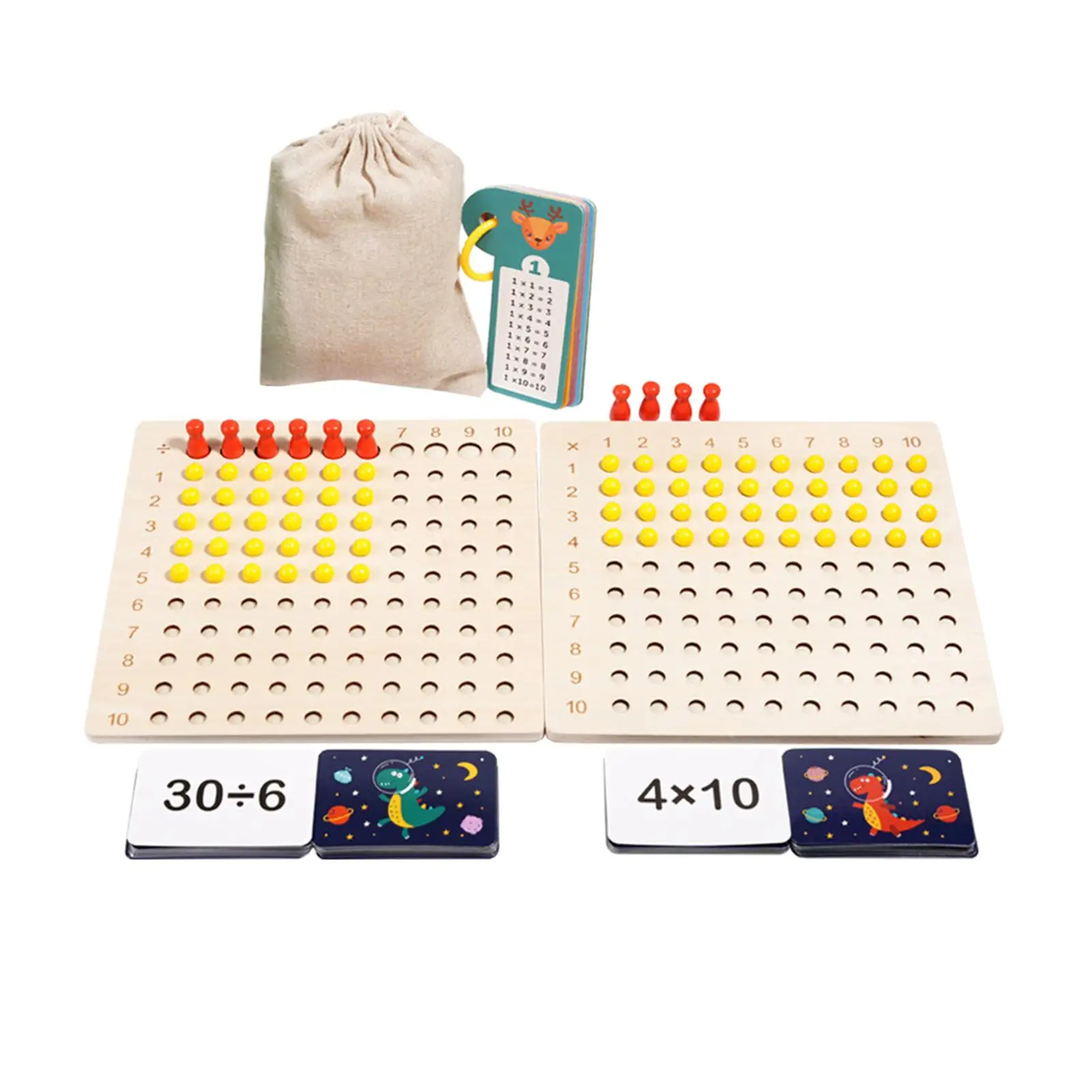 Educational Wooden Math Toys Montessori Multiplication Division Board Game for Kids Homeschool Classroom Learning