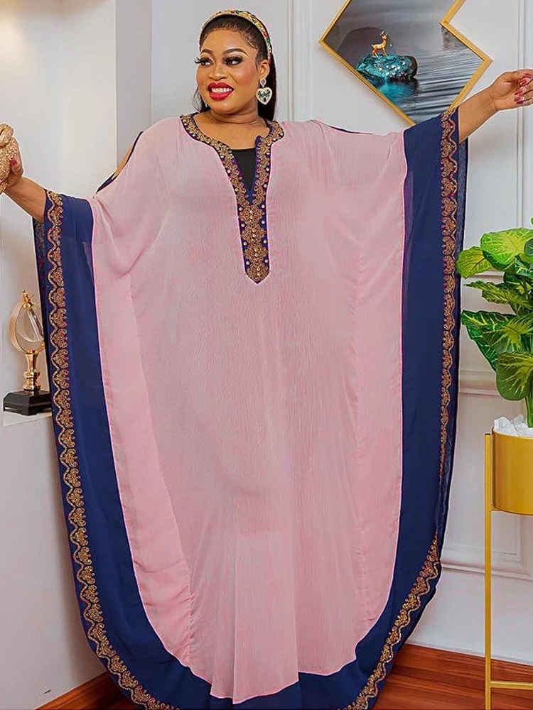 2024 Chiffon Dresses For Women Dubai African Kaftan Abayas Two Piece Set Clothes Loose Boubou Wedding Party Evening Gowns Dress