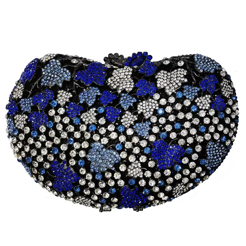 

WHTUOHENG Evening Purses Clutches Heart Shape Silver Crystal Women's Diamond Wedding Bridal Clutches Handmade Rhinestone Bags