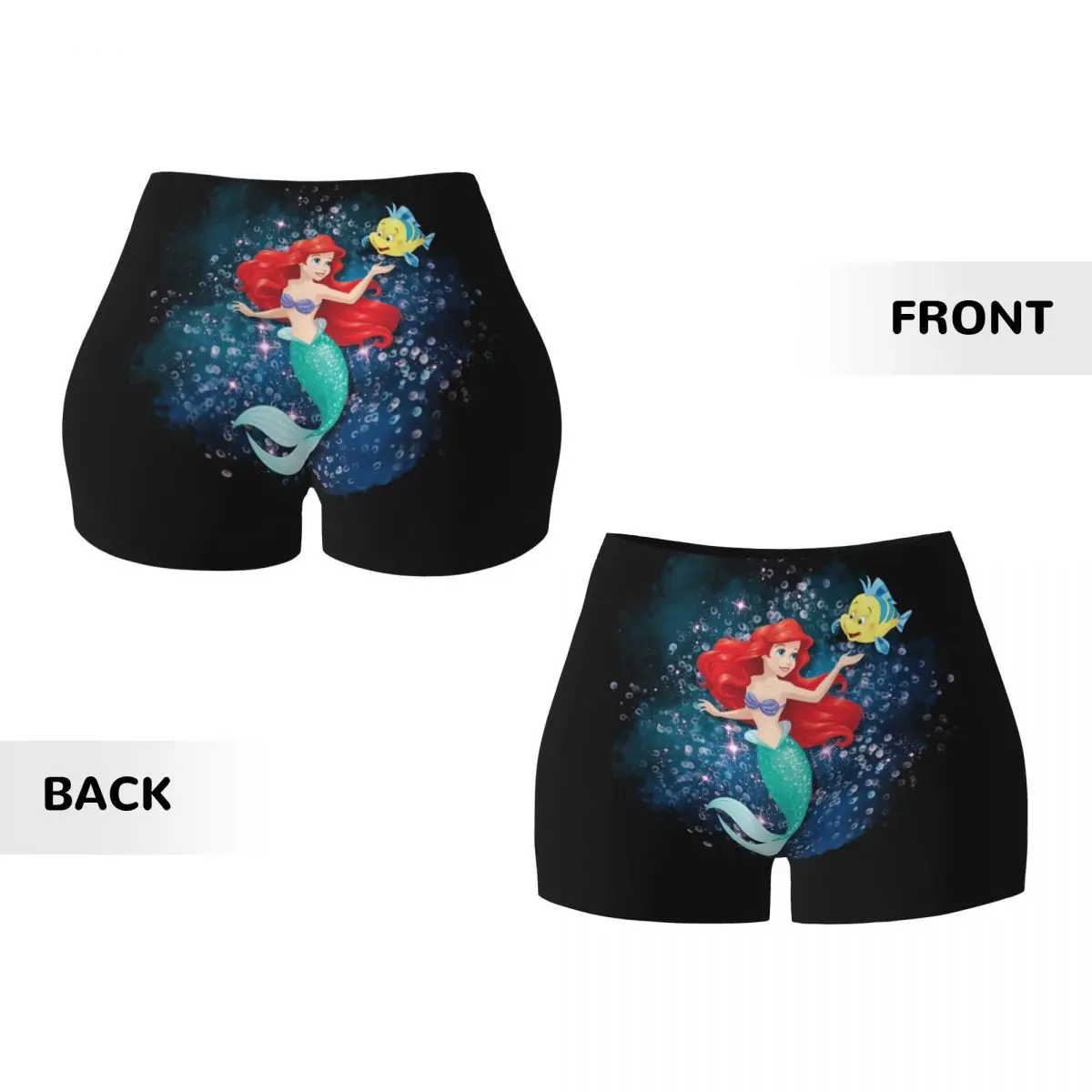 Custom The Little Mermaid Princess Ariel Biker Running Workout Shorts for Women Gym Athletic Yoga Shorts