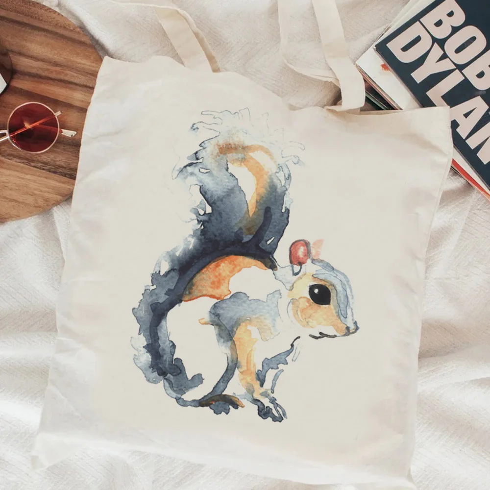 Squirrel shopping bag grocery tote cotton recycle bag bag bolsas reutilizables ecobag reciclaje tote sacolas