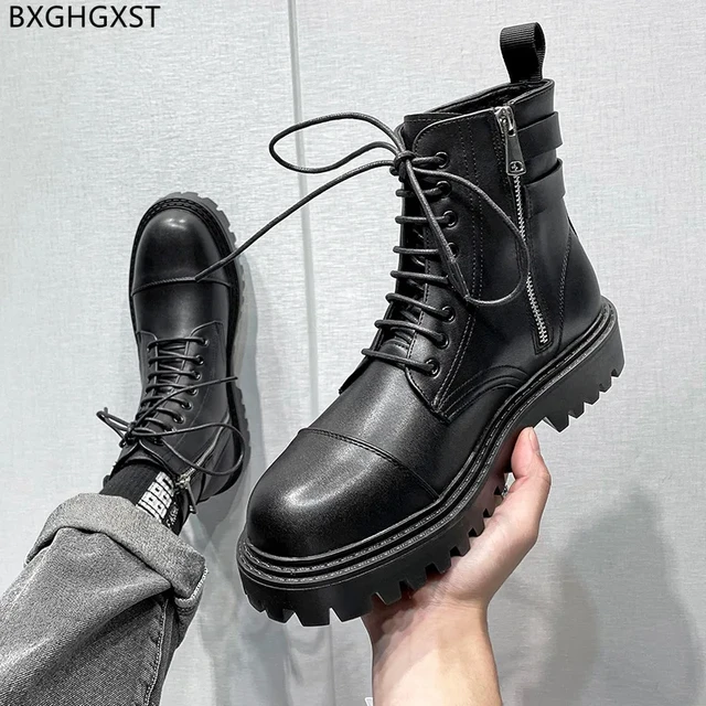 Mens black platform boots hotsell