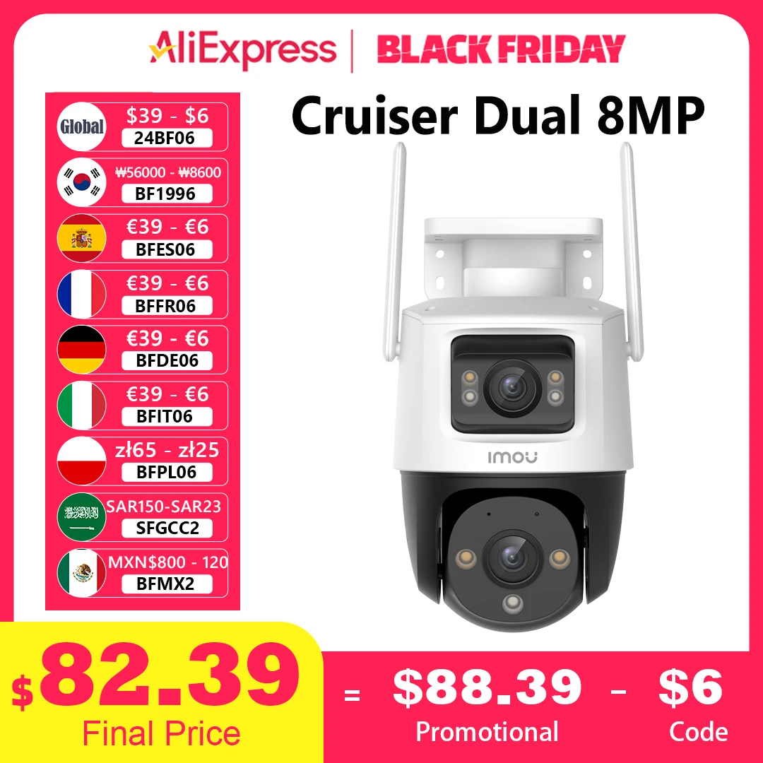 IMOU Cruiser Dual 8MP Dual Lens WiFi Camera Wifi 6 Zoom AI Human Vehicle Detection Smart Color Surveillance Outdoor Camera