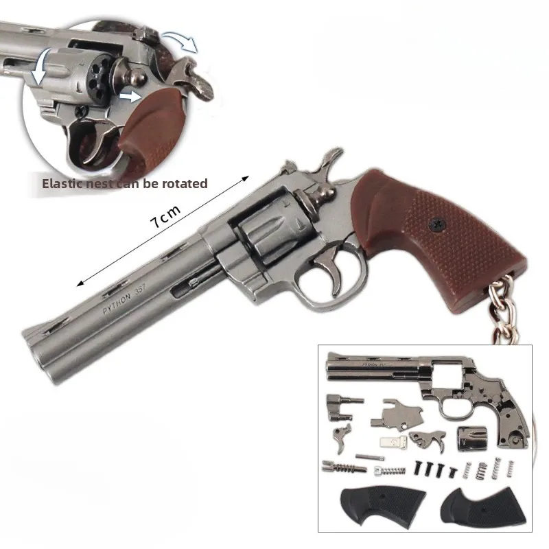 7cm/2.75in Mini metalowy rewolwer pistolet metalowy pistolet zabawkowy brelok wisiorki odłączana wersja gra pistolet Model mężczyźni ozdoba chłopiec prezent