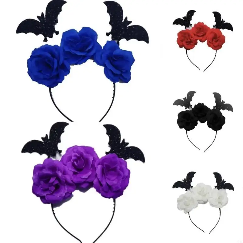 

39BC Halloween Theme Party Props Headband for Kids Flower Hairhoop Carnivals Costume Stage Hairband Adult Roleplay Headdress