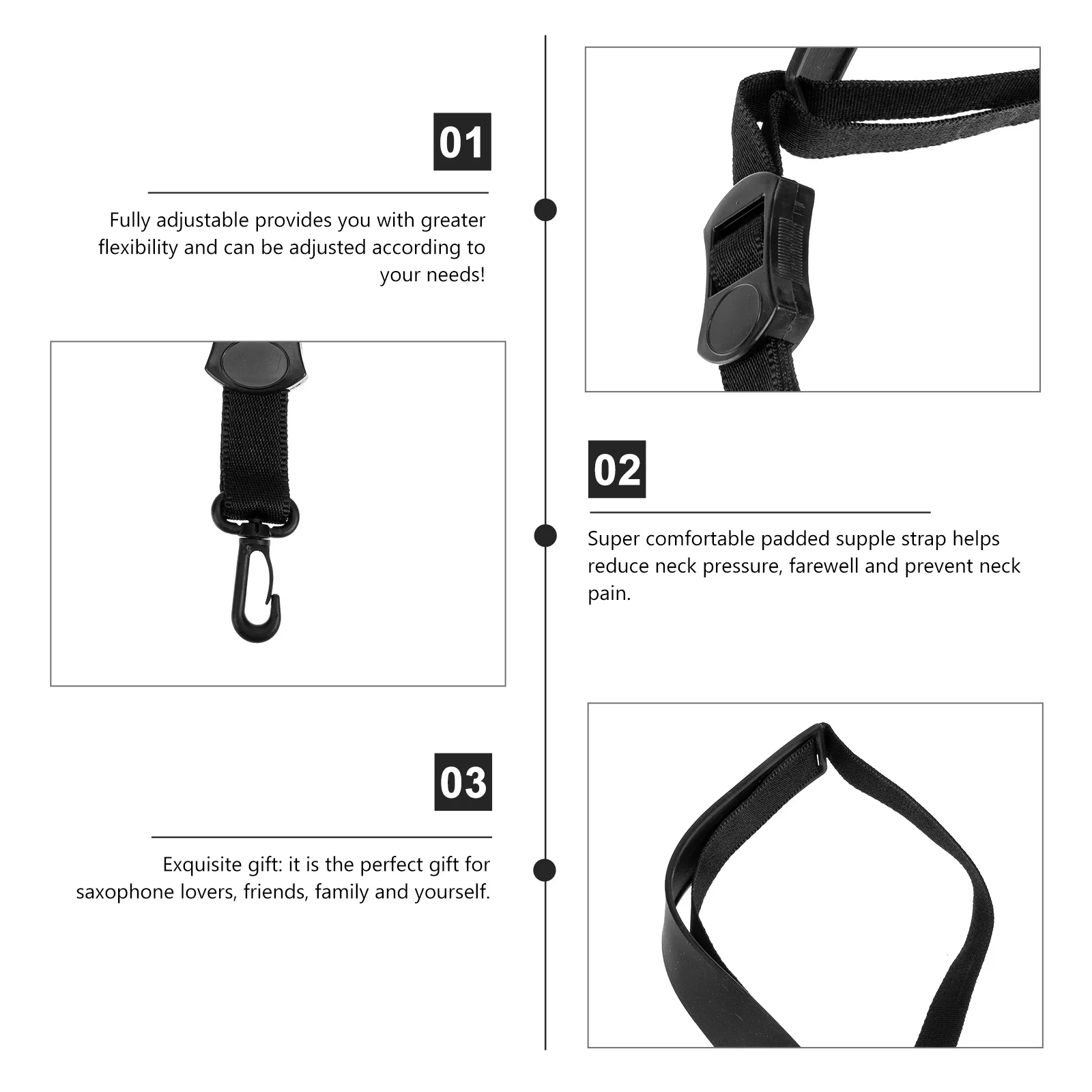 

High Grade Silicone Saxophone Neck Strap for Alto Tenor Soprano Reliable Support Lightweight Design Ideal for Daily Practice Use
