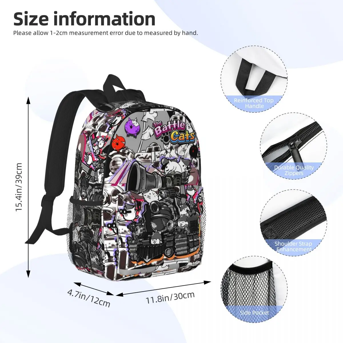 Battle Cats Siege Engine Backpack Student Boys Girls BookBag Men Women School Bag Laptop Shoulder Bags
