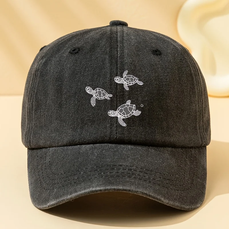 Unisex-Baseballkappe mit Schildkrötenmuster und verstellbarer, lässiger Entenschnabelmütze für Outdoor-Sportarten und Sonnenschutz