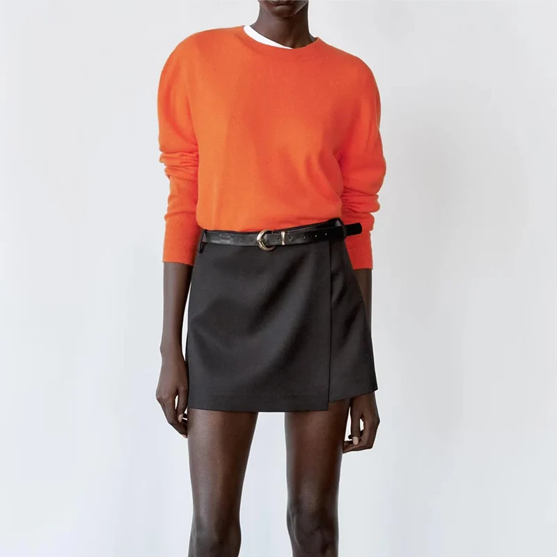 

Высокая талия, модная двубортная женская юбка с поясом, брюки, весенняя новинка, Sle Ele Personali, полиэфирное волокно