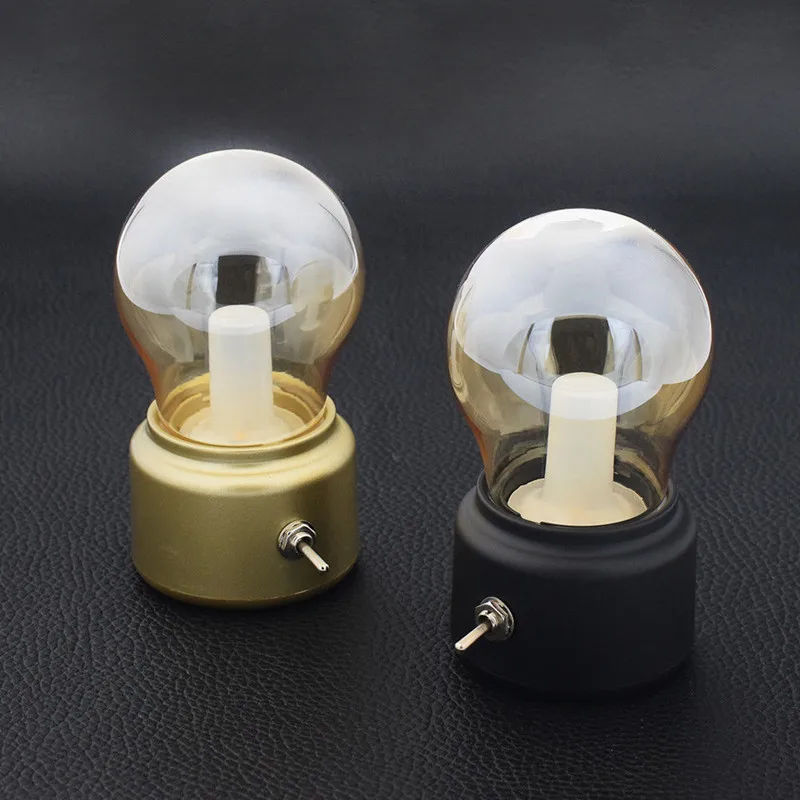 1PCS Vintage Retro Bulb Lamp LED Night Light Old Fashion USB Rechargeable Desk Table Lamp Bedside Lamp With Switch