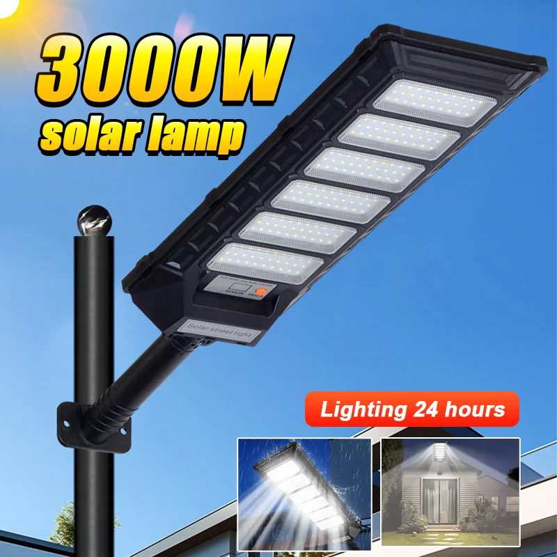 3000W Most Powerful Solar LED Light Super Bright Outdoor Street Lamp Wide Range Lighting 300M² Remote Control Gardens Wall Light
