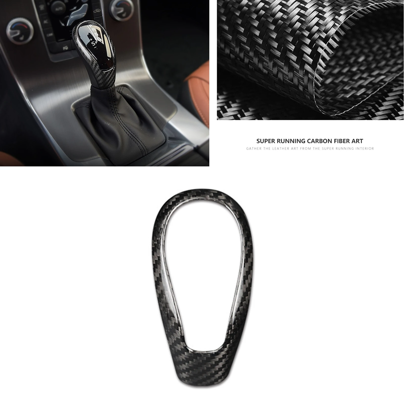 

Carbon Fiber Interior Gear Lever Shifter Shift Knob Head Frame Cover Trim For Volvo S60 V40 V60 S80 XC60 2012-2019