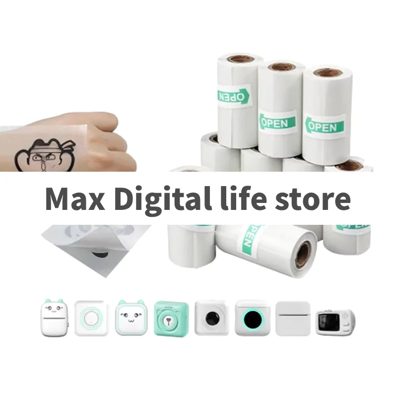 Мини-фотопринтер 57 мм, рулоны термобумаги, прозрачная наклейка для коррекции ошибок, этикетка, квитанция, купюра для перипажа A6 Impresora