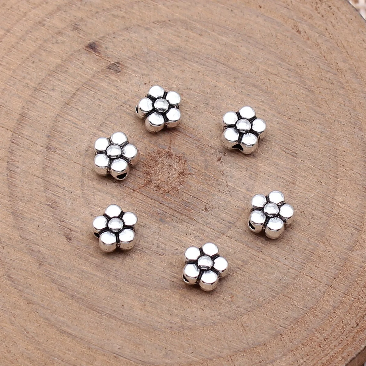 IFOCUS 100pcs/Lot Flower Beads For DIY Jewelry Making Zinc Alloy 5.7x5.7x3.5mm/0.22x0.22x0.14inch