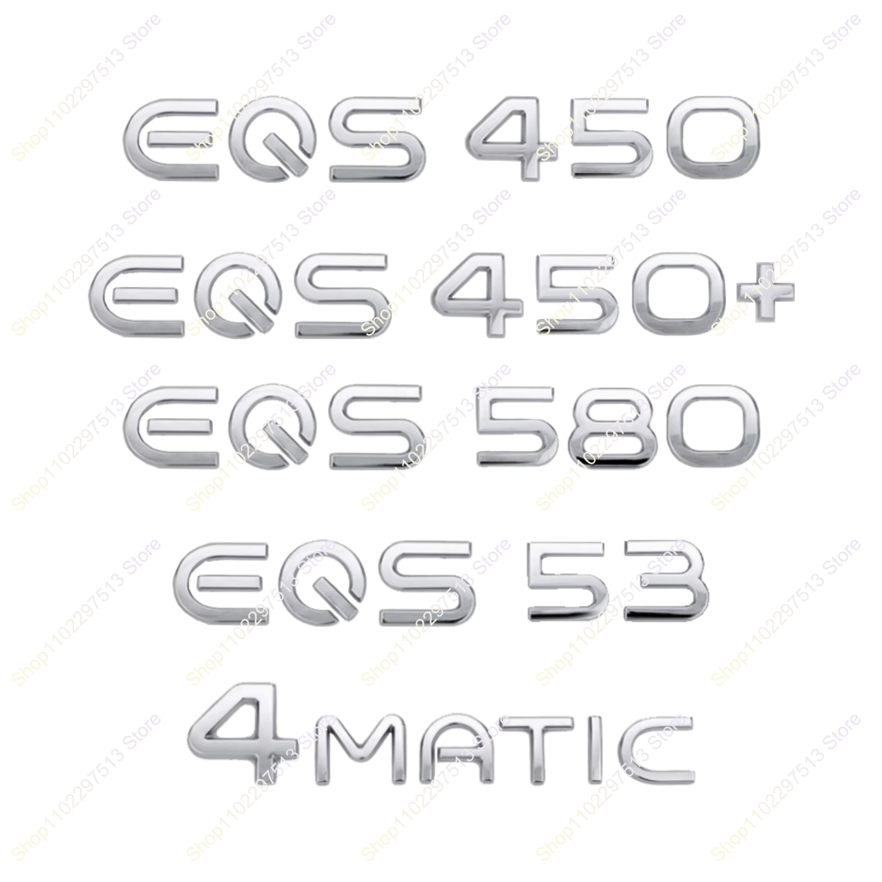 

New Handwriting Style Chrome Silver Letters EQS53 EQS450 EQS450 EQS580 4MATIC Emblem For V297 Series Car Trunk Rear Sticker Logo