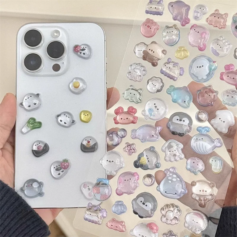 Adesivo animale 3D in stile coreano Diario Computer Telefono Versatile Divertimento Fai da te Sticke Cute Boys Girls Multi Scenario Colla gelatinosa cava