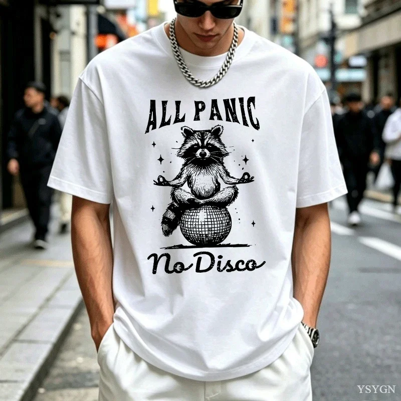 Retro Funny Raccoon All Pan No Disco 90s T Shirt Vintage T-shirt Short Sve Tee Summer d Clothes Harajuku s 2026 New Model Short-