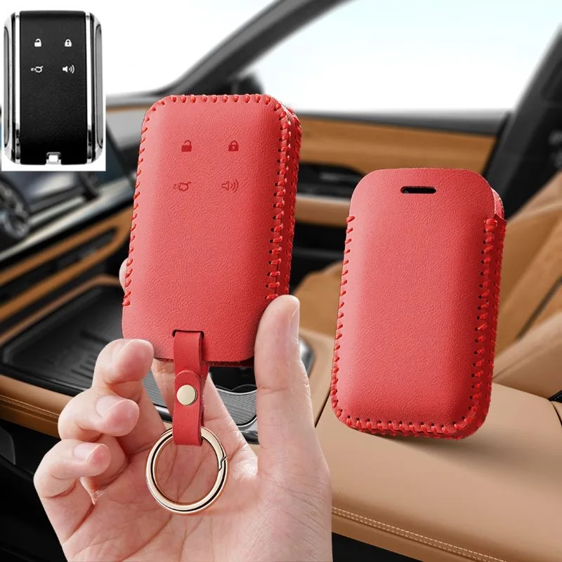 Auto-Smart-Fernbedienungs-Schlüsselanhänger aus Leder für Mazda EZ6 EZ6200 130 480 600 – Innenzubehör, Schutzhülle mit Kette – Detail 3