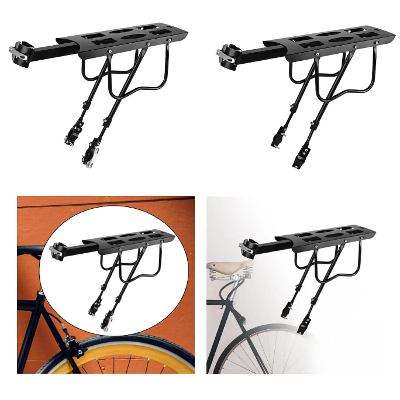 Bike Rear Rack Bicycle Rear Cargo Rack Metal Cycling Equipment Bike Pannier Rack Bicycle Carrier Rack for Travel Folding Bike