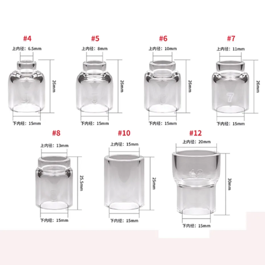 لحام قوس الأرجون فوهة السيراميك الشفاف فوهة البندقية كم سميك غطاء زجاجي مقاوم لدرجات الحرارة العالية wp17/18/26