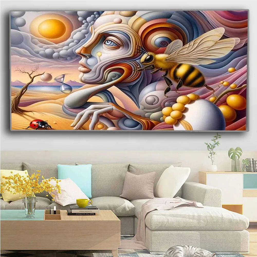 

Abstract Bee Man Diamond Painting Famous Surrealism Picture Of Rhinestone DIY 5D Embroidery Diamond Mosaic Puzzle Home Art Gift