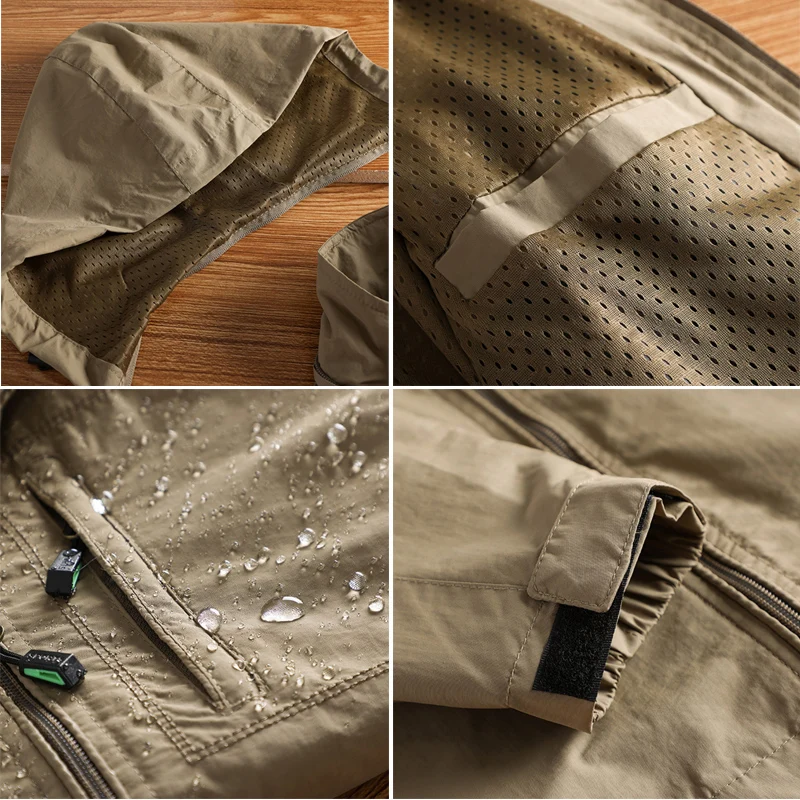 الخريف الرجال المشي لمسافات طويلة سترات مضادة للماء الرجال في الهواء الطلق سريعة الجافة الرياضة تسلق مقنعين معاطف الرجال تنفس سترة واقية جاكيتات 5XL #5