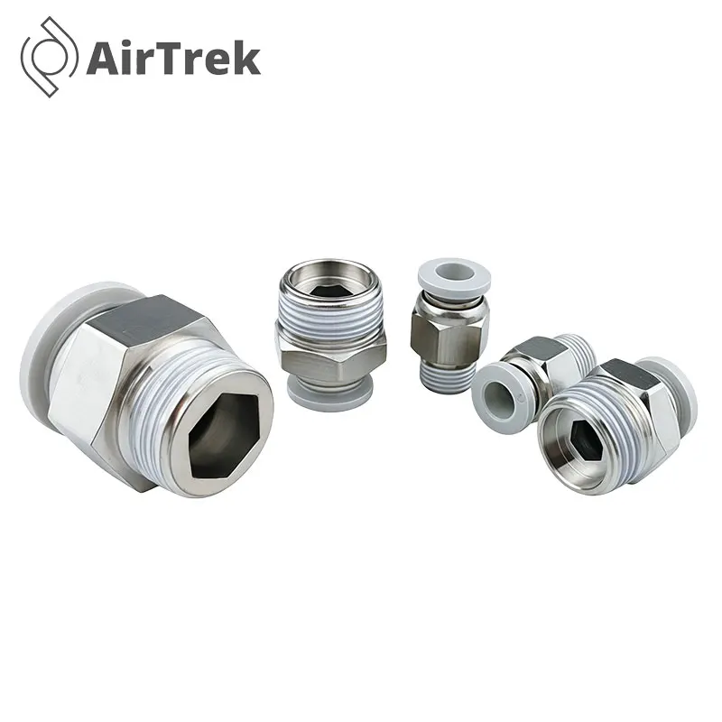 1/10/20PCS  PC BSP Thread Pneumatic Hose Fitting Push in OD 4 6 8 10 12mm Thread 1/8 1/4 3/8 1/2'' Quick Connector for Air Tube