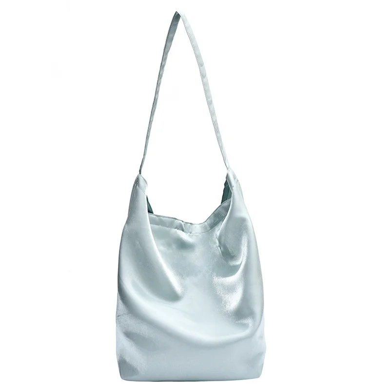 

New Double-Sided Silk Luster Tote Bag Women's 2024 Unique Design Single oulder Buet Bag Casual Commuting Faion Handbag