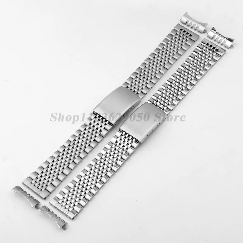 18 20 22mm Curved End and Flat Stainless Steel Watch Band for Omega for Seiko Quick Release Solid Arc Buckle Strap Bracelet