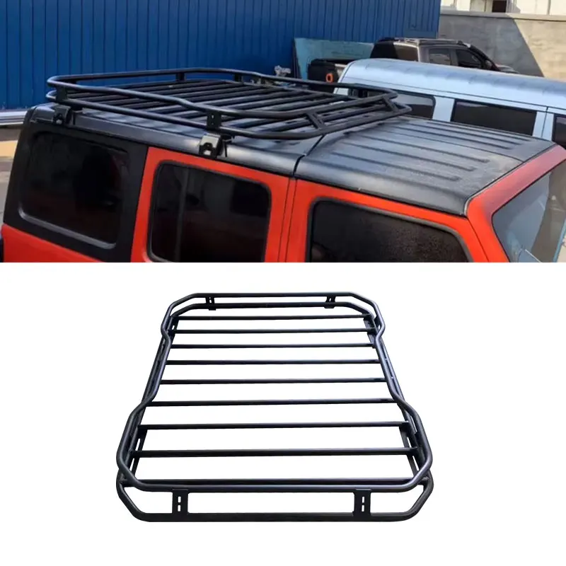 4-Door رف أمتعة جبل حامل البضائع سلة رف سقف الصلب الأسود لرانجلر JK JL المصارع BJ40 #2