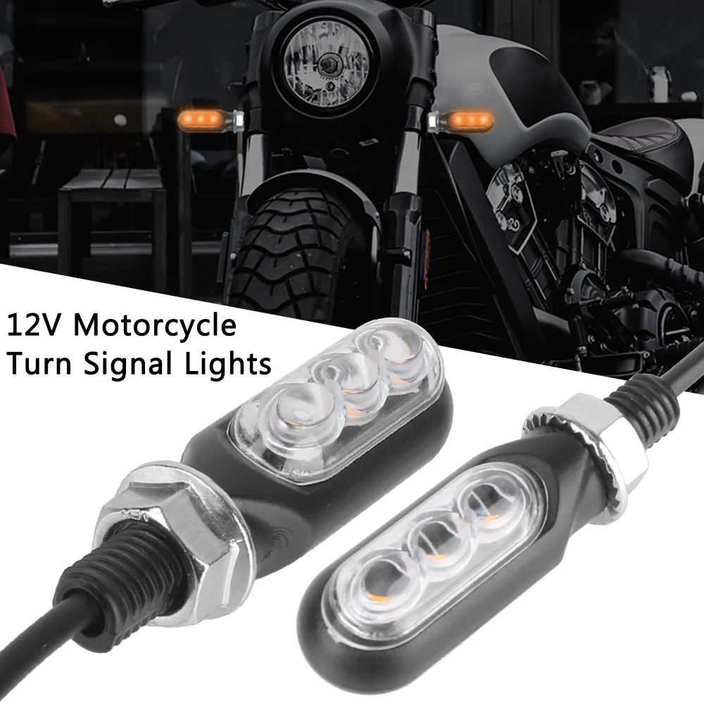 Universal Motorcycle Turn Signal Lights Flashing M10 Screw Yellow Lights Mini Blinker Tail Lamps 12V 3000K 1200LM 3SMD LED