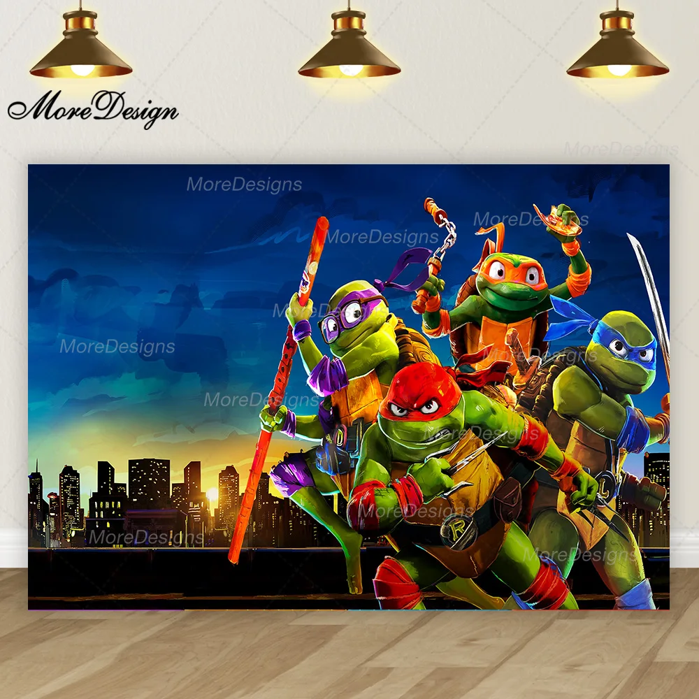 Teenage Mutant Ninja Turtles Photo Backdrop Boys Birthday Party Cartoon Character Vinyl Polyester Fabric Background Banner