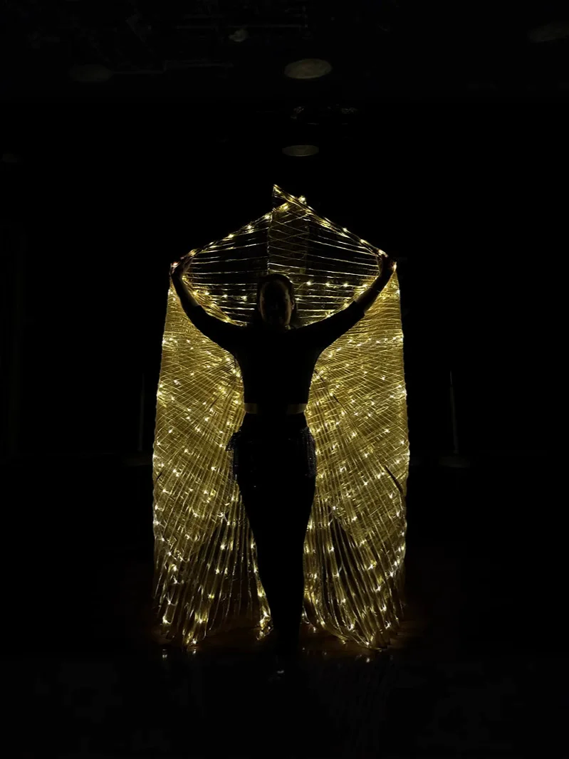 여성 나이트 클럽 성능 조명 밸리 댄스 날개 무대 속성 화려한 LED 이시스 날개 360도 플래시 조명