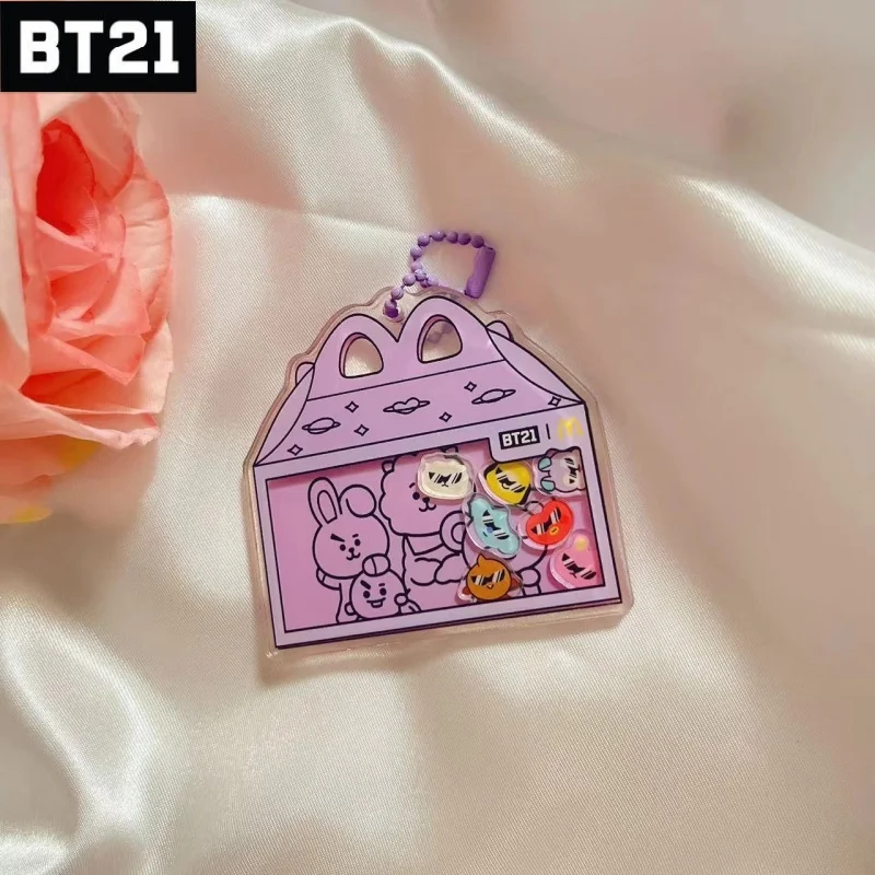 BT21 Popular Anime Cooky Koya Rj Keychain Pendant PVC Shake Fighter 6.5CM Shake Toys Rocking Knapsack Pendan Gift Fans Collect