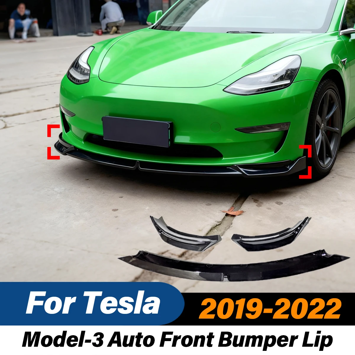 

Для Tesla Model-3 2019 2020 2021 2022, автомобильный передний бампер, карбоновый узор, спортивный спойлер, сплиттер, комплект модификации кузова