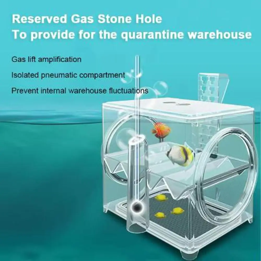 

Transparent Fish Isolation Incubator Pneumatic Plastic Fish Isolation Box with 2M Air Tube Wall Mounted Fish Egg Laying Room