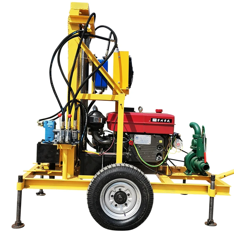 เครื่องเจาะบ่อลึกแบบตีนตะขาบขนาดเล็ก 180 ม. 200 ม. แบบกำหนดเอง พร้อมปั๊มโคลนสำหรับการสำรวจและเครื่องเจาะบ่อบาดาลแบบตื้น