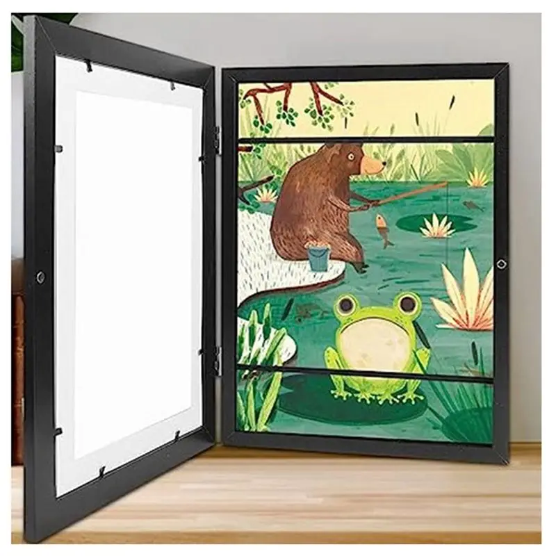 REST Open Frames for Children's Drawings, Fillable Art Frames for Children, Max A4 Art Frames, Black, Pack of 2