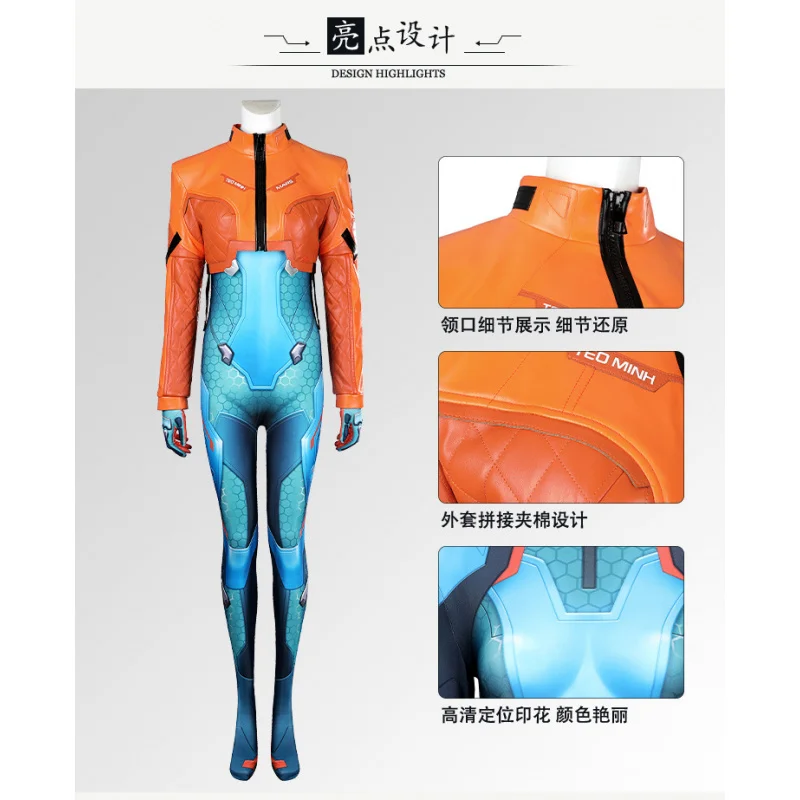 New Juno cosplay game overwatch2 costume high quality leather jacket jumpsuit unisex party Carnival men women Juno uniform