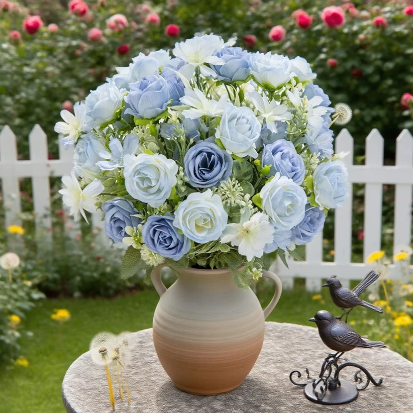 

10Pcs Artificial Flower Embroidered Ball Wedding Home Room Table Festival Decor Bridal Bouquet Outdoor Vase Garden DIY Gift Prop