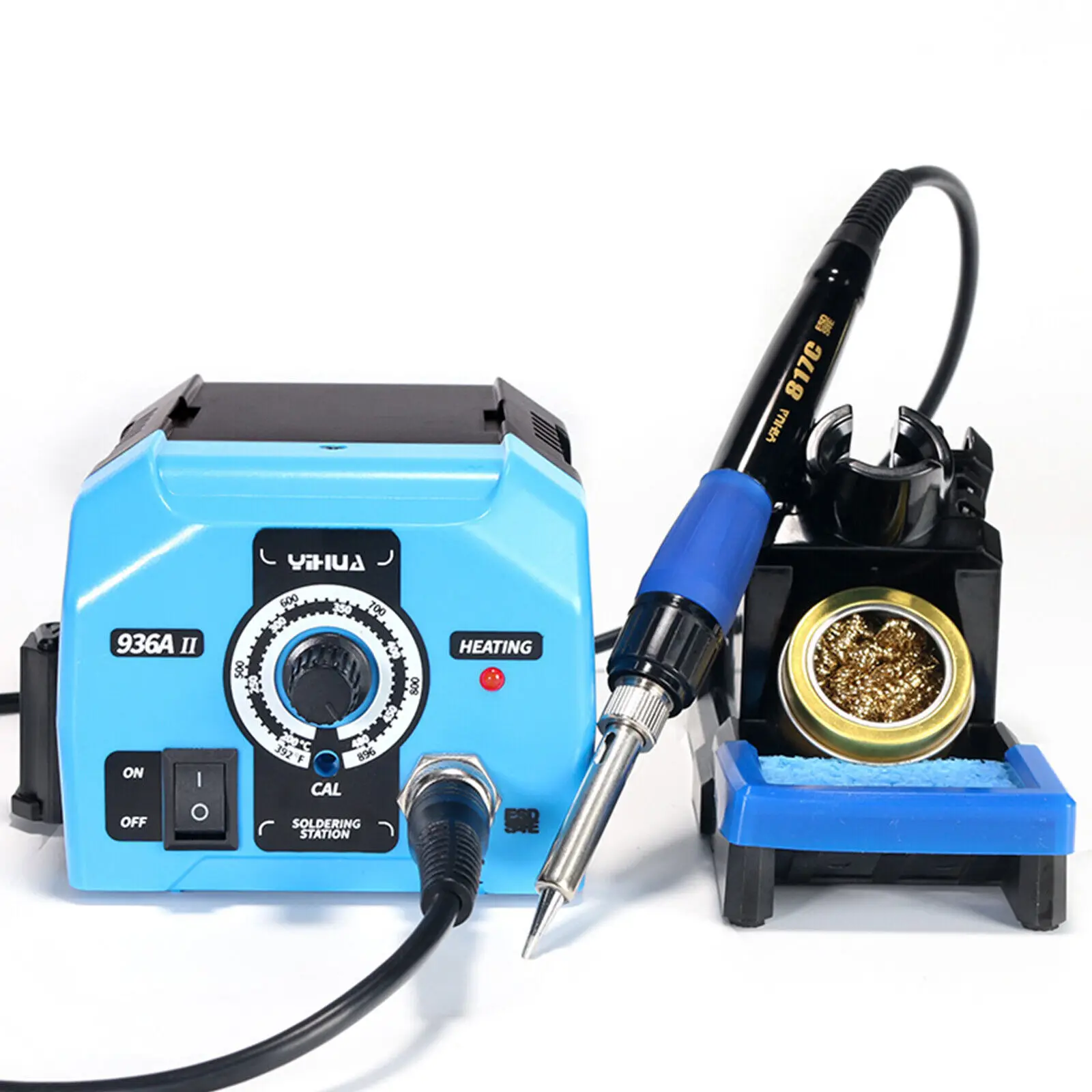 Digital Rework Soldering Station Hot Air Gun Iron Kit Welding Repair Tool Heating Bracket Kit 392°F-896°F 120W 110V